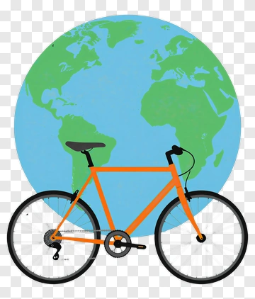 Orange Bicycle With Earth Background PNG