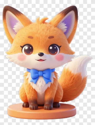 Cute Cartoon Fox With Blue Bow Tie PNG