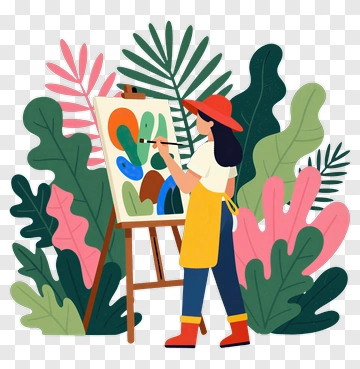 Artist Painting In Nature PNG