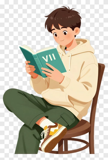 Boy Reading Book PNG