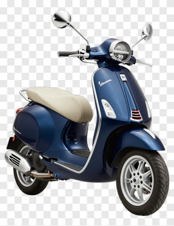 Blue Vespa Scooter With Cream Seat PNG