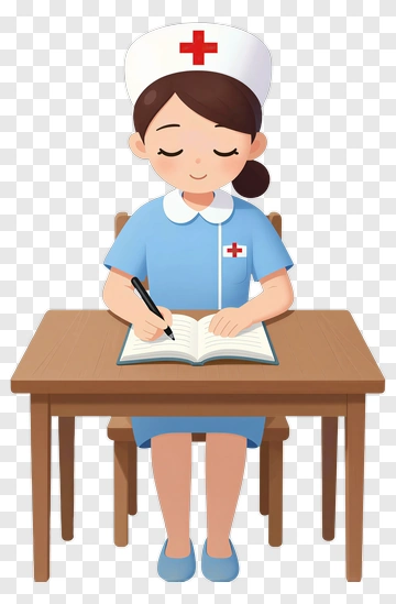 Cartoon Nurse Writing In Notebook PNG