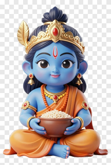 Blue-Skinned Child God Holding Bowl PNG