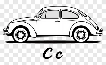 Vintage Car With Alphabet Letter C PNG