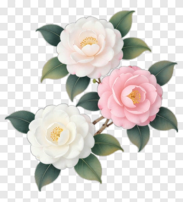 Three Camellia Blossoms PNG