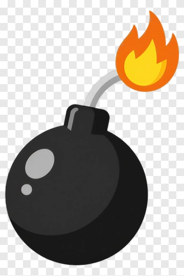 Black Bomb With Orange Flame PNG