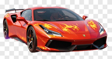 Red Ferrari With Flame Decals PNG