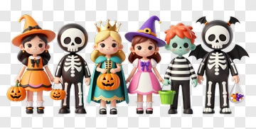 Halloween Children In Costumes PNG