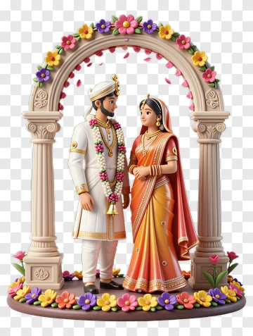 Indian Wedding Couple Figurine PNG