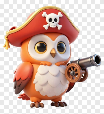 Pirate Owl With Cannon PNG