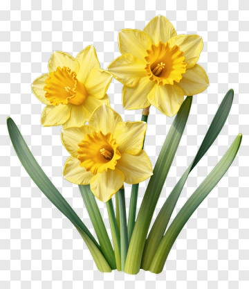 Three Daffodils In Bloom PNG