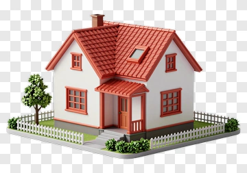Red Roof House Model PNG