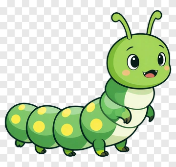 Cute Green Caterpillar With Yellow Spots PNG