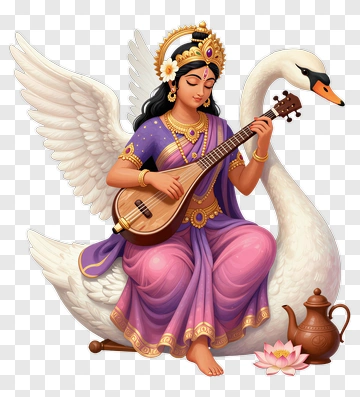 Divine Swan Playing Musical Instrument PNG