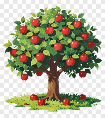 Apple Tree With Red Apples PNG