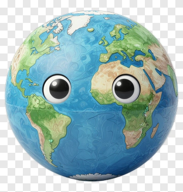 Cartoon Earth With Big Eyes PNG