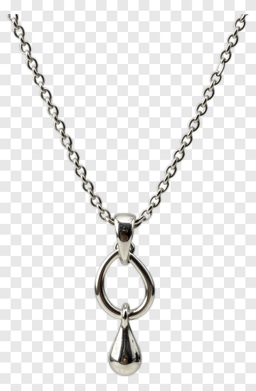 Silver Teardrop Pendant Necklace PNG
