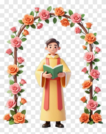 Cartoon Priest Holding Book PNG
