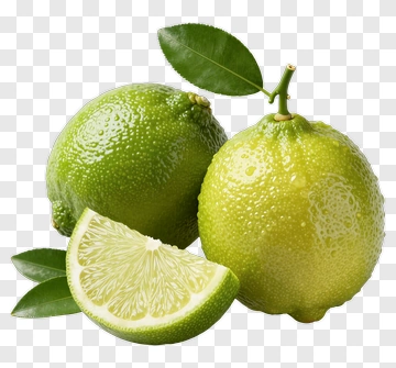Fresh Limes With Leaf And Slice PNG