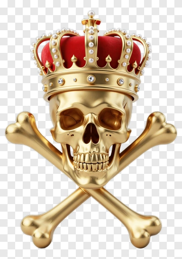 Golden Skull With Crown And Crossbones PNG