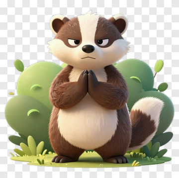 Cartoon Badger In Praying Pose PNG