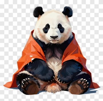 Panda In Orange Cloak PNG