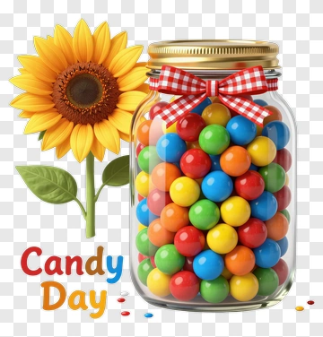 Sunflower And Jar Of Candy PNG