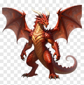 Red Dragon With Wings Spread PNG