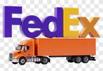 FedEx Logo With Orange Truck PNG