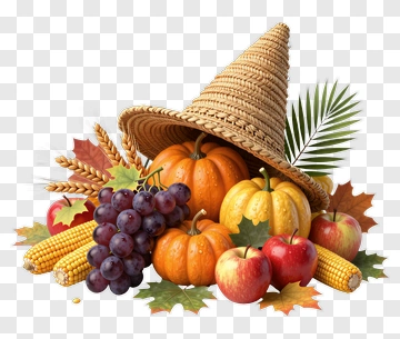 Harvest Cornucopia With Pumpkins And Grapes PNG