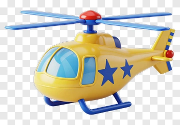Yellow Toy Helicopter With Blue Stars PNG