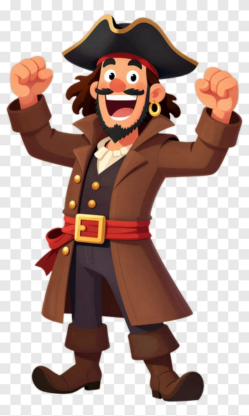 Excited Pirate Celebrating Victory PNG