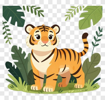 Cute Tiger In Jungle PNG