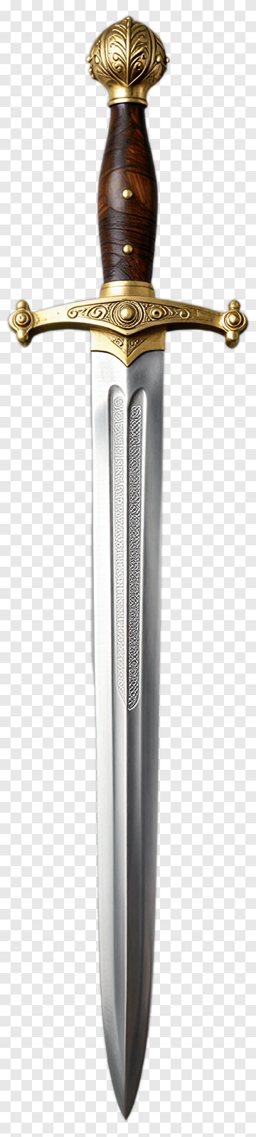 Sword With Ornate Handle And Golden Accents PNG