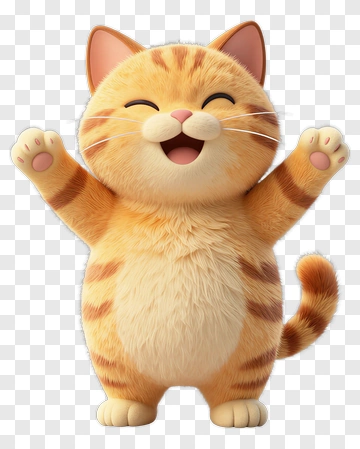 Happy Orange Cat Celebrating PNG