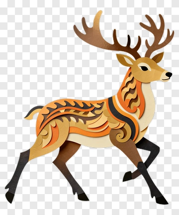 Stylized Deer Paper Cutout PNG