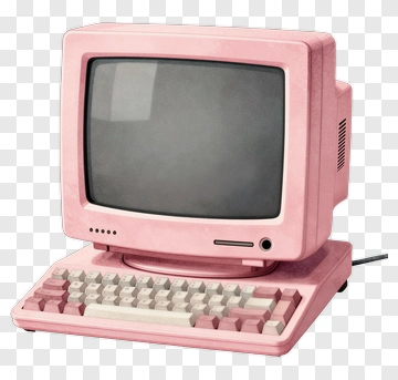 Pink Retro Computer With Keyboard PNG