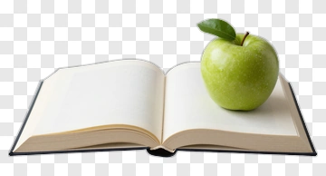 Green Apple On Open Book PNG