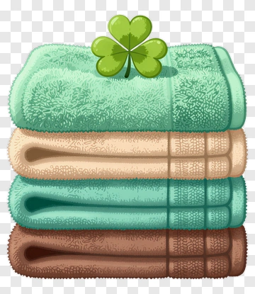 Stack Of Towels With Clover PNG