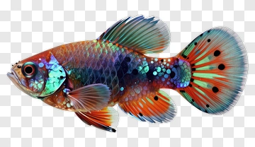 Colorful Fish With Patterned Scales PNG