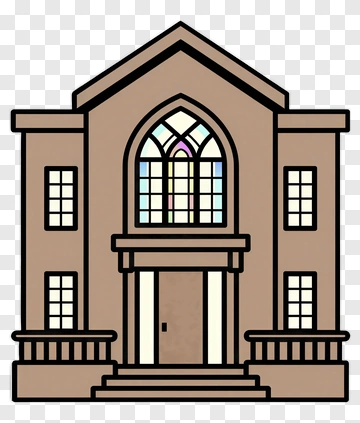 Church Building With Stained Glass Window PNG