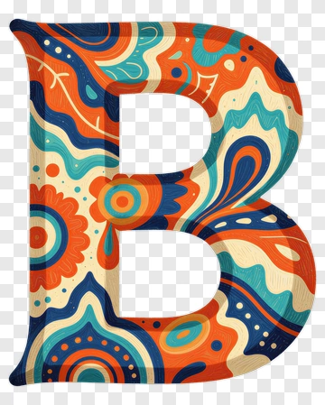 Decorative Letter B With Retro Patterns PNG