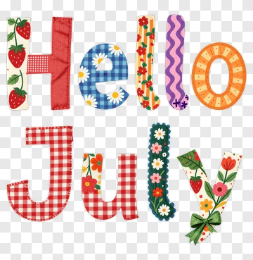 Hello July Text Design PNG