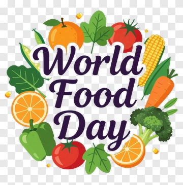 World Food Day Logo With Vegetables And Fruits PNG