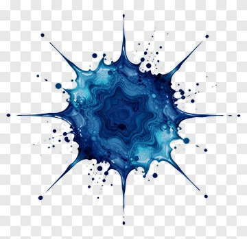 Blue Ink Splatter Abstract PNG