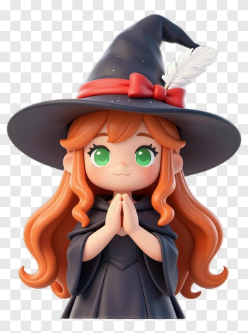 Cartoon Witch With Orange Hair PNG