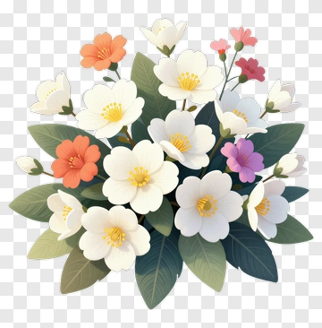 White Orange Pink Purple Flower Bouquet PNG