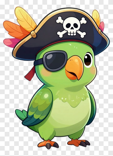 Pirate Parrot With Sunglasses PNG