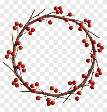 Red Berry Wreath With Branches PNG