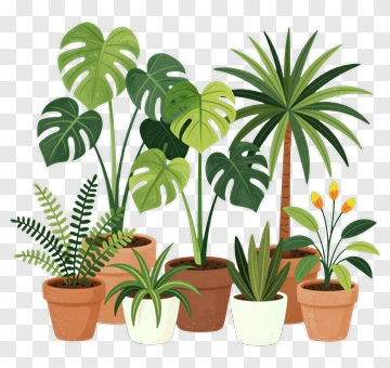 Collection Of Potted Plants PNG